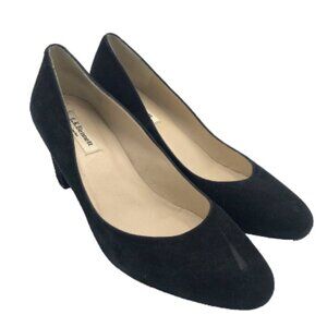 LK BENNETT Black Suede Heels Block Heel 39.5 9 Women Career Business Dressy